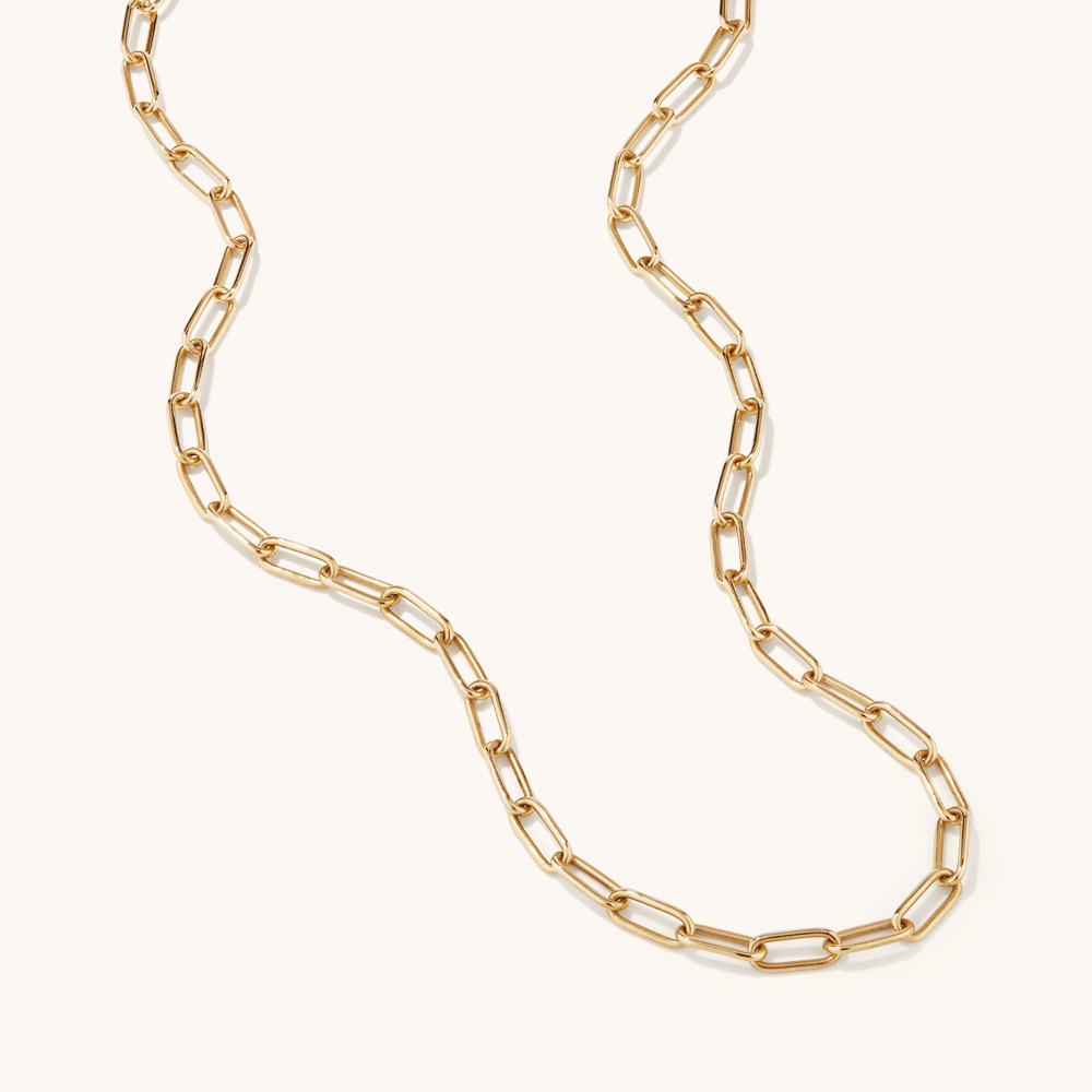45cm 4mm Width Paperclip Chain in 9kt Bonded Yellow Gold Necklaces Bevilles 