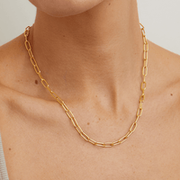 45cm 4mm Width Paperclip Chain in 9kt Bonded Yellow Gold Necklaces Bevilles 