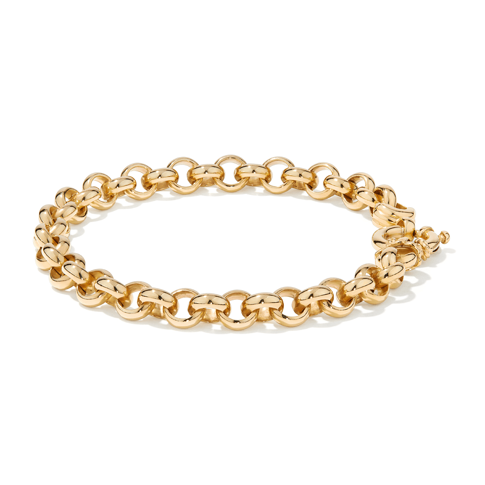 19cm Bolt Ring Belcher Bracelet in 9kt Bonded Yellow Gold Bracelets Bevilles 