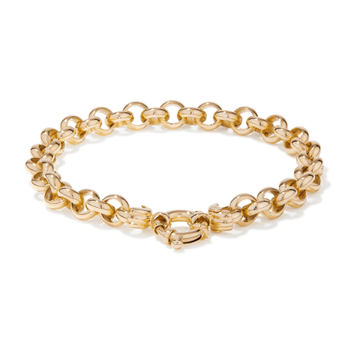 19cm 6mm Width Bolt Ring Belcher Bracelet in 9kt Bonded Yellow Gold Bracelets Bevilles 