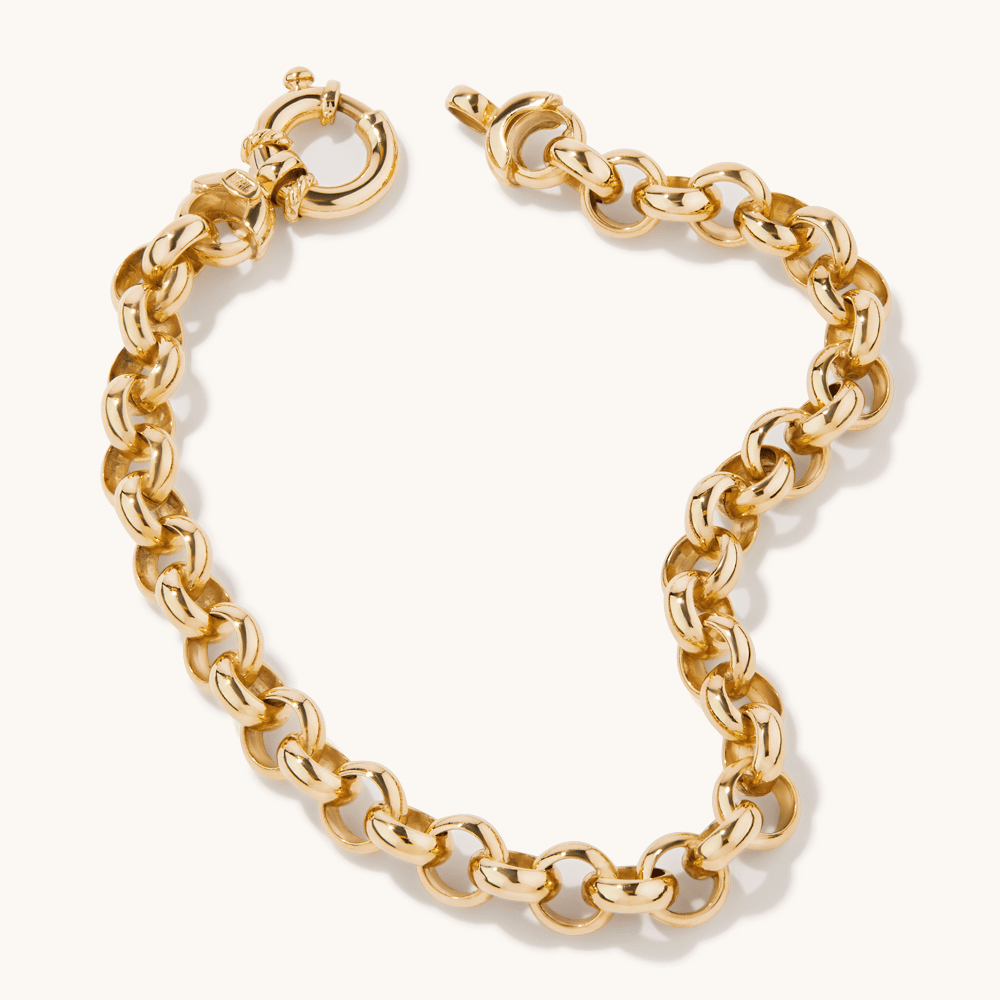 19cm 6mm Width Bolt Ring Belcher Bracelet in 9kt Bonded Yellow Gold Bracelets Bevilles 