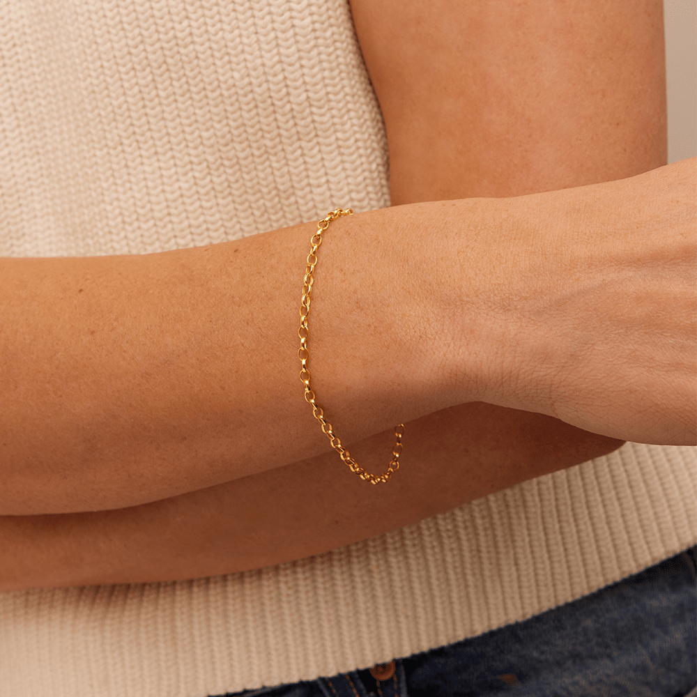 19cm Bolt Ring Belcher Bracelet in 9kt Bonded Yellow Gold Bracelets Bevilles 