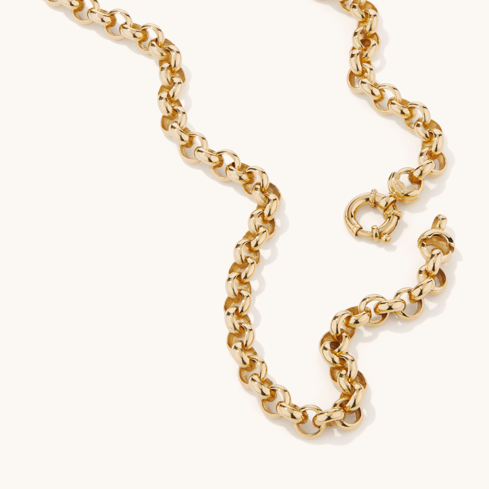 45cm 6mm Width Bolt Ring Belcher Necklace in 9kt Bonded Yellow Gold Necklaces Bevilles 