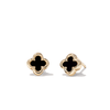 Onyx Clover Stud Earrings in 9kt Yellow Gold Earrings Bevilles 