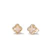 Mother of Pearl Clover Stud Earrings in 9kt Yellow Gold Earrings Bevilles 