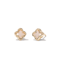 Mother of Pearl Clover Stud Earrings in 9kt Yellow Gold Earrings Bevilles 