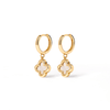 Mother of Pearl Clover Huggie Earrings in 9kt Yellow Gold Earrings Bevilles 