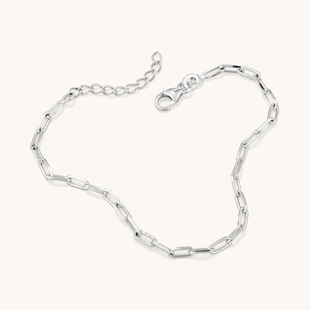 19cm 2mm Width Paperclip Bracelet in Sterling Silver Bracelets Bevilles 
