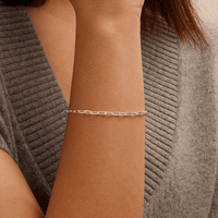 19cm 2mm Width Paperclip Bracelet in Sterling Silver Bracelets Bevilles 