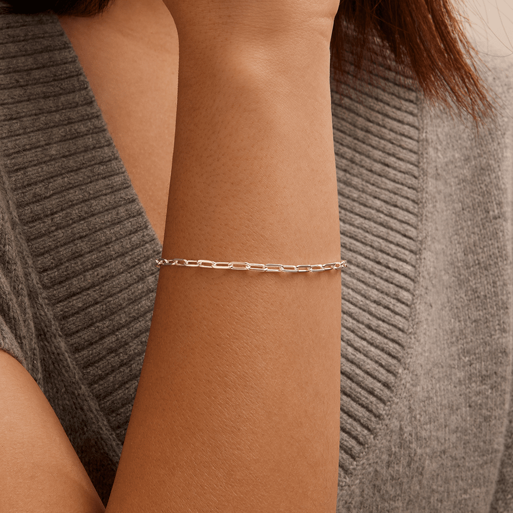 19cm 2mm Width Paperclip Bracelet in Sterling Silver Bracelets Bevilles 