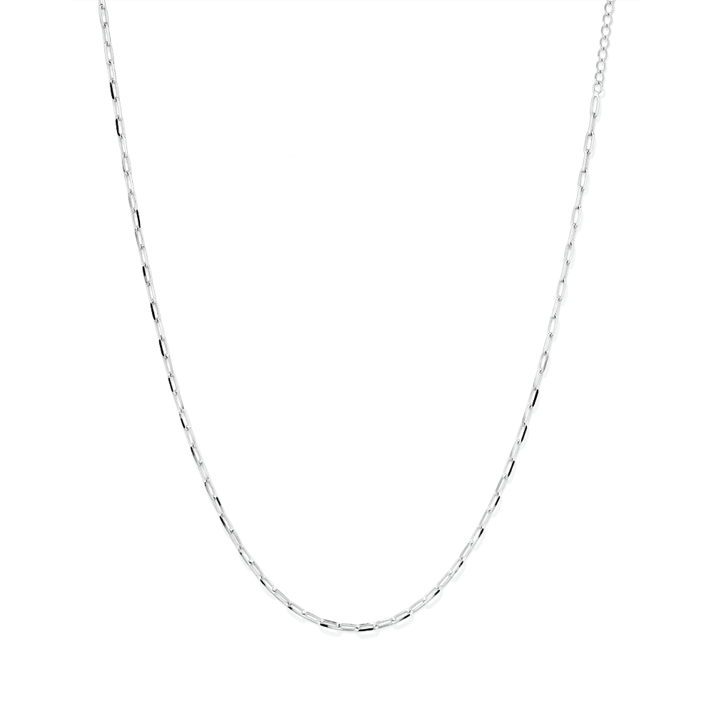 45cm 2mm Width Paperclip Chain in Sterling Silver Necklaces Bevilles 