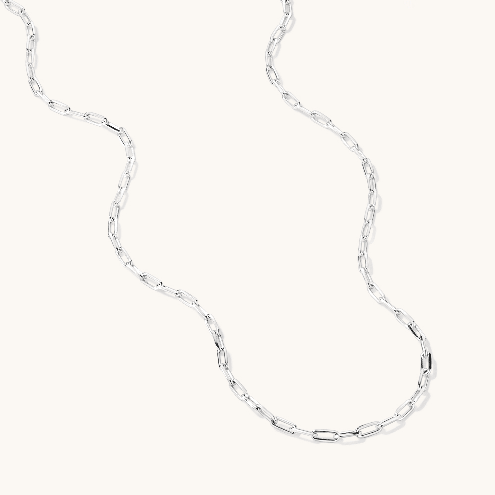45cm 2mm Width Paperclip Chain in Sterling Silver Necklaces Bevilles 