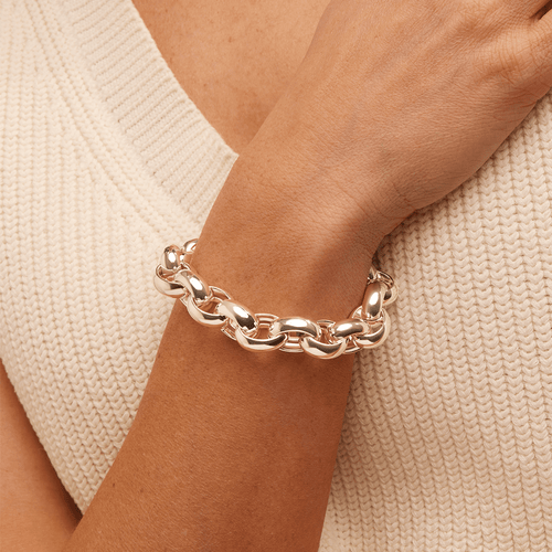 21cm Bold Belcher Bracelet in Sterling Silver Bracelets Bevilles 