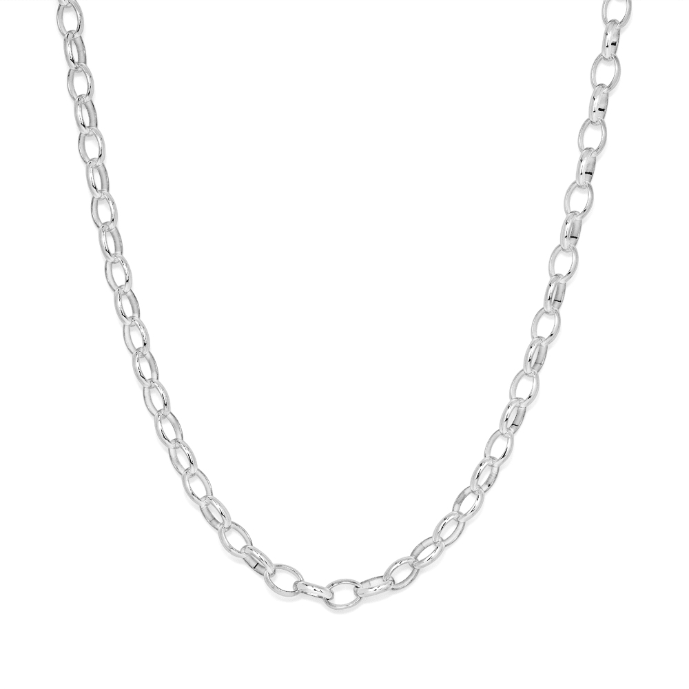 50cm Oval Belcher Chain in Sterling Silver Necklaces Bevilles 