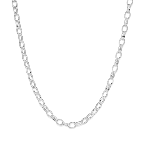 50cm 7.5mm Width Oval Belcher Chain in Sterling Silver Necklaces Bevilles 