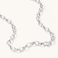 50cm 7.5mm Width Oval Belcher Chain in Sterling Silver Necklaces Bevilles 