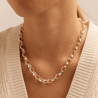 50cm Oval Belcher Chain in Sterling Silver Necklaces Bevilles 