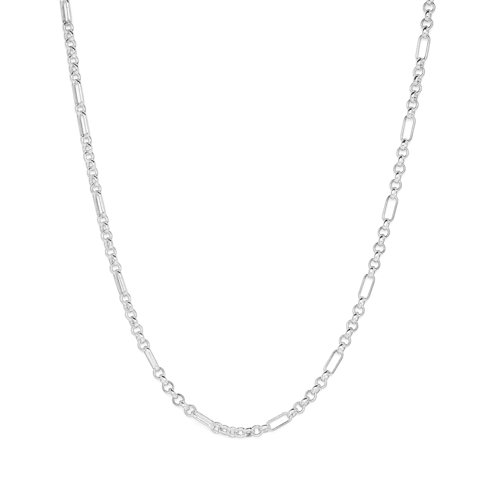 50cm 4mm Width Figaro Belcher Chain in Sterling Silver Necklaces Bevilles 