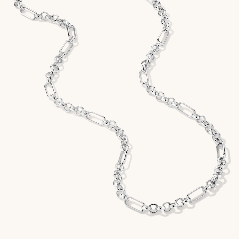 50cm 4mm Width Figaro Belcher Chain in Sterling Silver Necklaces Bevilles 
