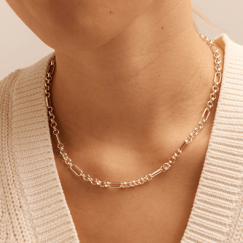 50cm 4mm Width Figaro Belcher Chain in Sterling Silver Necklaces Bevilles 