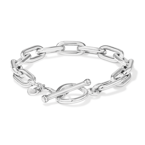 21cm 8mm Width T-Bar Paperclip Bracelet in Sterling Silver Bracelets Bevilles 