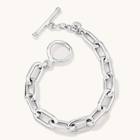 21cm 8mm Width T-Bar Paperclip Bracelet in Sterling Silver Bracelets Bevilles 