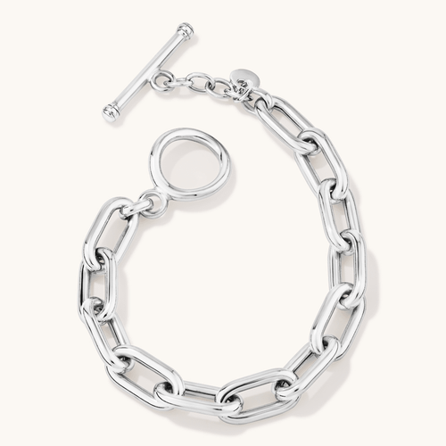 21cm 8mm Width T-Bar Paperclip Bracelet in Sterling Silver Bracelets Bevilles 