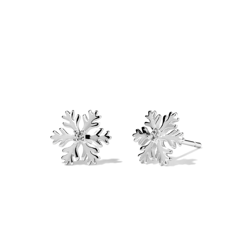 Cubic Zirconia Christmas Snowflake Stud Earrings in Sterling Silver