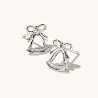 Cubic Zirconia Christmas Bell Stud Earrings in Sterling Silver Earrings Bevilles 