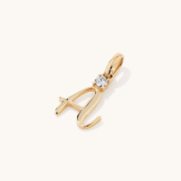 Initial A Pendant with Solitaire 0.05ct Laboratory-Grown Diamond in 9kt Yellow Gold Pendants Bevilles 