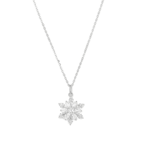 45cm Cubic Zirconia Christmas Snowflake Pendant Necklace in Sterling Silver Pendants Bevilles 