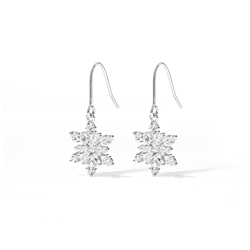 Cubic Zirconia Snowflake Drop Earrings in Sterling Silver Earrings Bevilles 