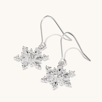 Cubic Zirconia Christmas Snowflake Drop Earrings in Sterling Silver Earrings Bevilles 