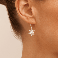 Cubic Zirconia Christmas Snowflake Drop Earrings in Sterling Silver Earrings Bevilles 