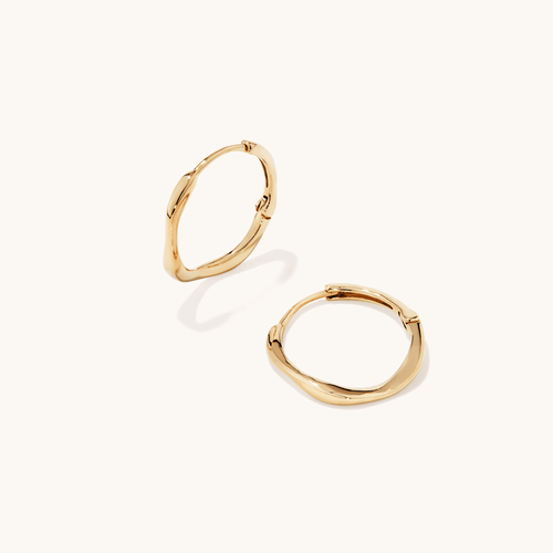 16mm Wave Huggies in 18kt Gold Plated Sterling Silver Earrings Bevilles 