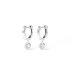 Cubic Zirconia Bezel Drop Huggie Earrings in Sterling Silver Earrings Bevilles 