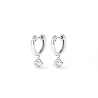 Cubic Zirconia Bezel Drop Huggie Earrings in Sterling Silver Earrings Bevilles 