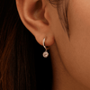 Cubic Zirconia Bezel Drop Huggie Earrings in Sterling Silver Earrings Bevilles 