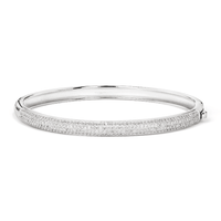 60mm Cubic Zirconia Pave Domed Bangle in Sterling Silver Bangles Bevilles 