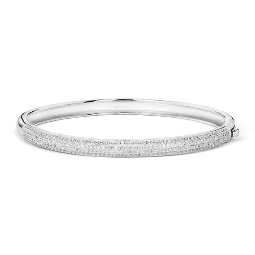 60mm Cubic Zirconia Pave Domed Bangle in Sterling Silver Bangles Bevilles 