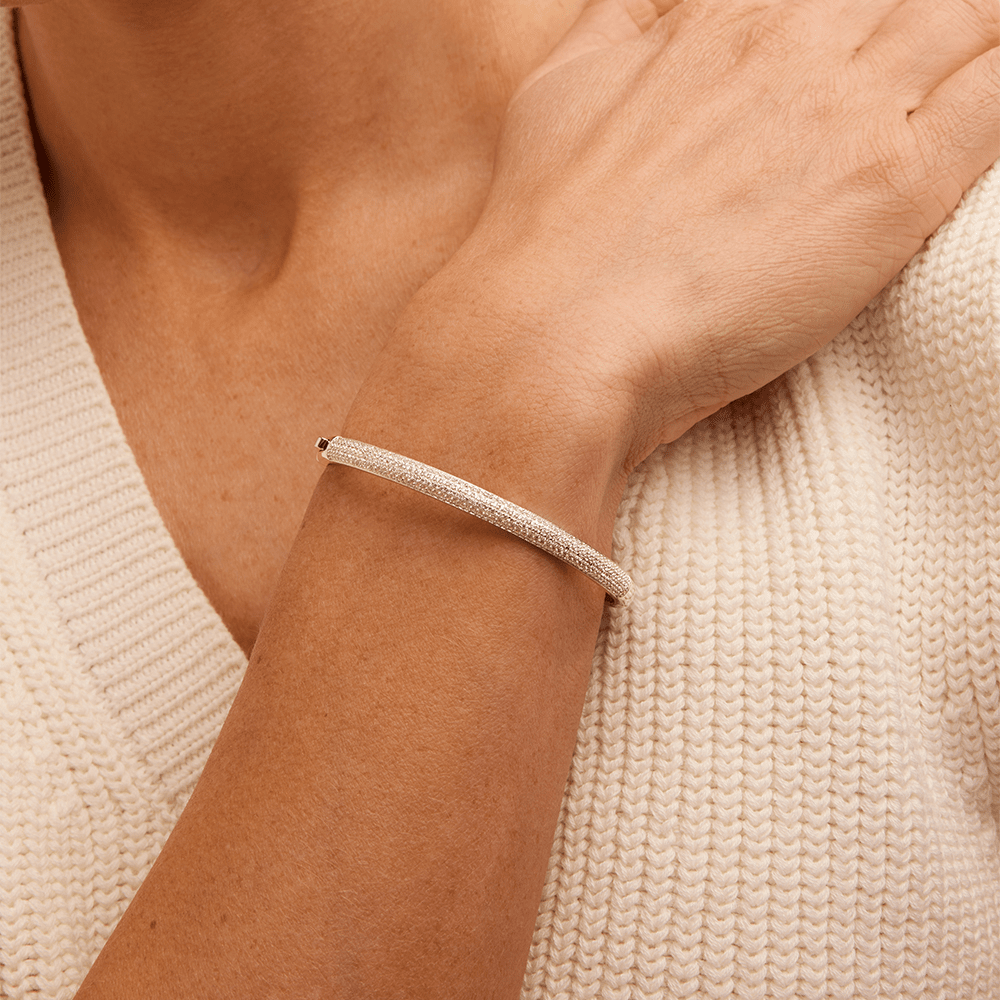 60mm Cubic Zirconia Pave Domed Bangle in Sterling Silver Bangles Bevilles 