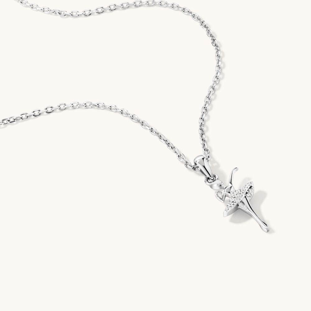 45cm Cubic Zirconia Ballerina Pendant Necklace in Sterling Silver Pendants Bevilles 