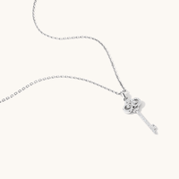 45cm Cubic Zirconia Pave Key Pendant Necklace in Sterling Silver Pendants Bevilles 