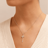 45cm Cubic Zirconia Pave Key Pendant Necklace in Sterling Silver Pendants Bevilles 