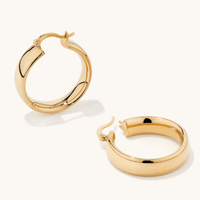 24mm Half Round Hoop Earrings in 9kt Bonded Yellow Gold Earrings Bevilles 