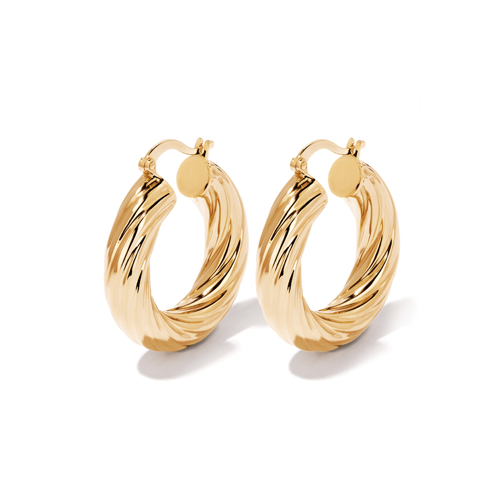 15mm Twist Hoop Earrings in 9kt Bonded Yellow Gold Earrings Bevilles 