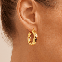 15mm Twist Hoop Earrings in 9kt Bonded Yellow Gold Earrings Bevilles 