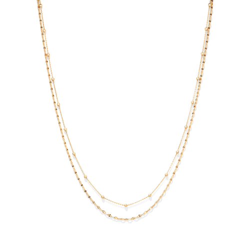 45cm Layered Ball Station Necklace in 9kt Bonded Yellow Gold Necklaces Bevilles 