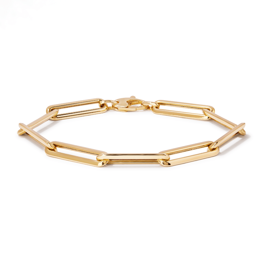 20cm Bold Paperclip Bracelet in 9kt Bonded Yellow Gold Bracelets Bevilles 