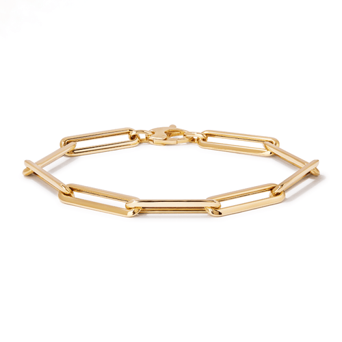 20cm Bold Paperclip Bracelet in 9kt Yellow Bonded Gold Bracelets Bevilles 